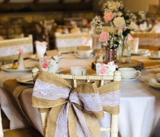 Decorative table and seating for wedding party at the Duke of Wellington in Stanwick