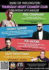Live stand up comedy at the Duke of Wellington Stanwick. Live stand up comedy at the Duke of Wellington Stanwick.